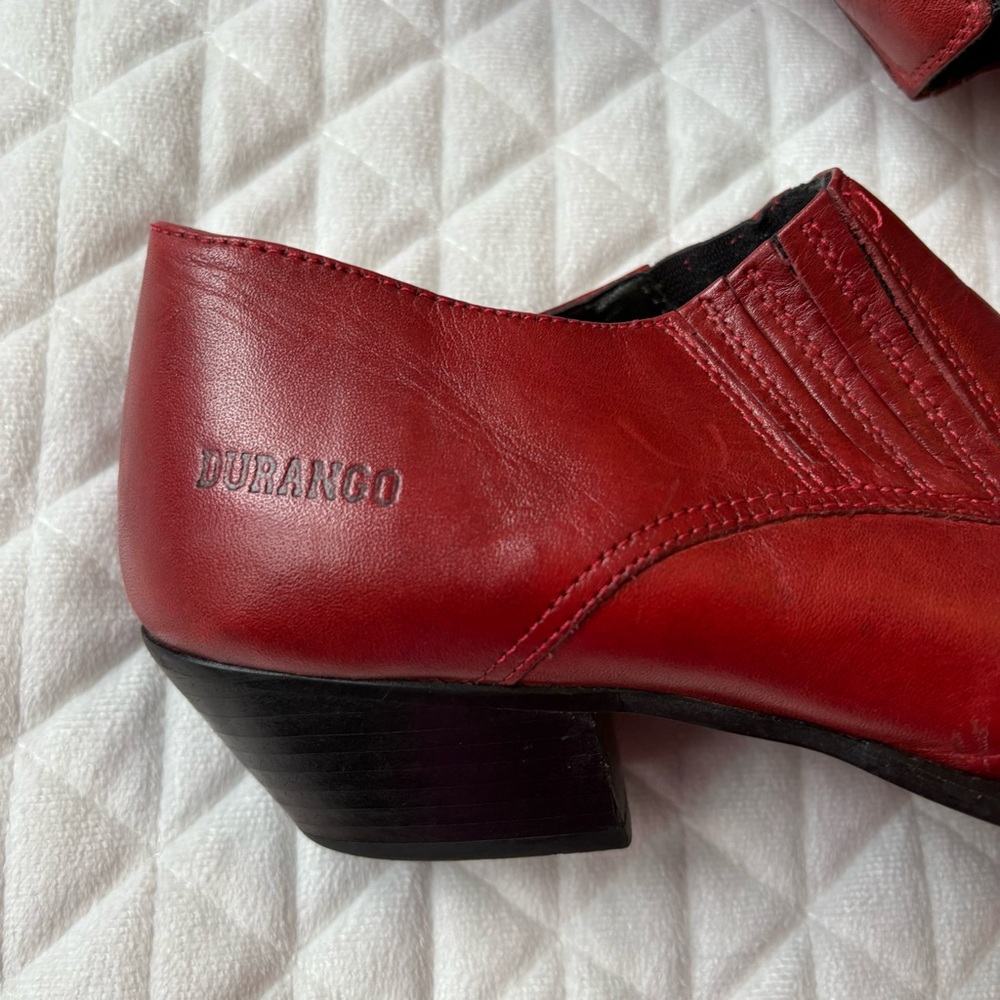 DURANGO Cowgirl Western Boho Ankle Booties Red Leather Slip On Women 9M RO3525 - Picture 8 of 16